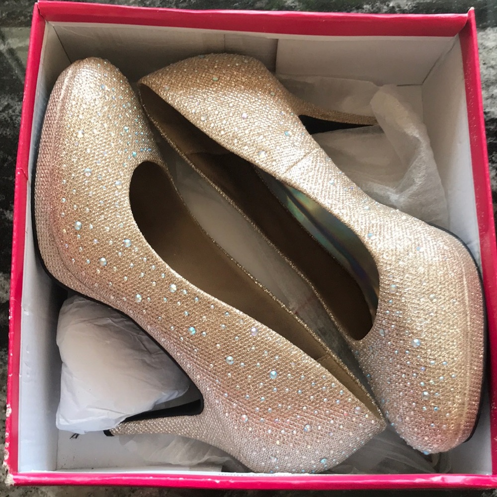 Gold high heels